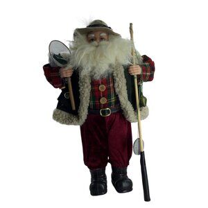 Fishing Santa Claus Fisherman Home Decor Country Rural Rustic Christmas Doll 16"
